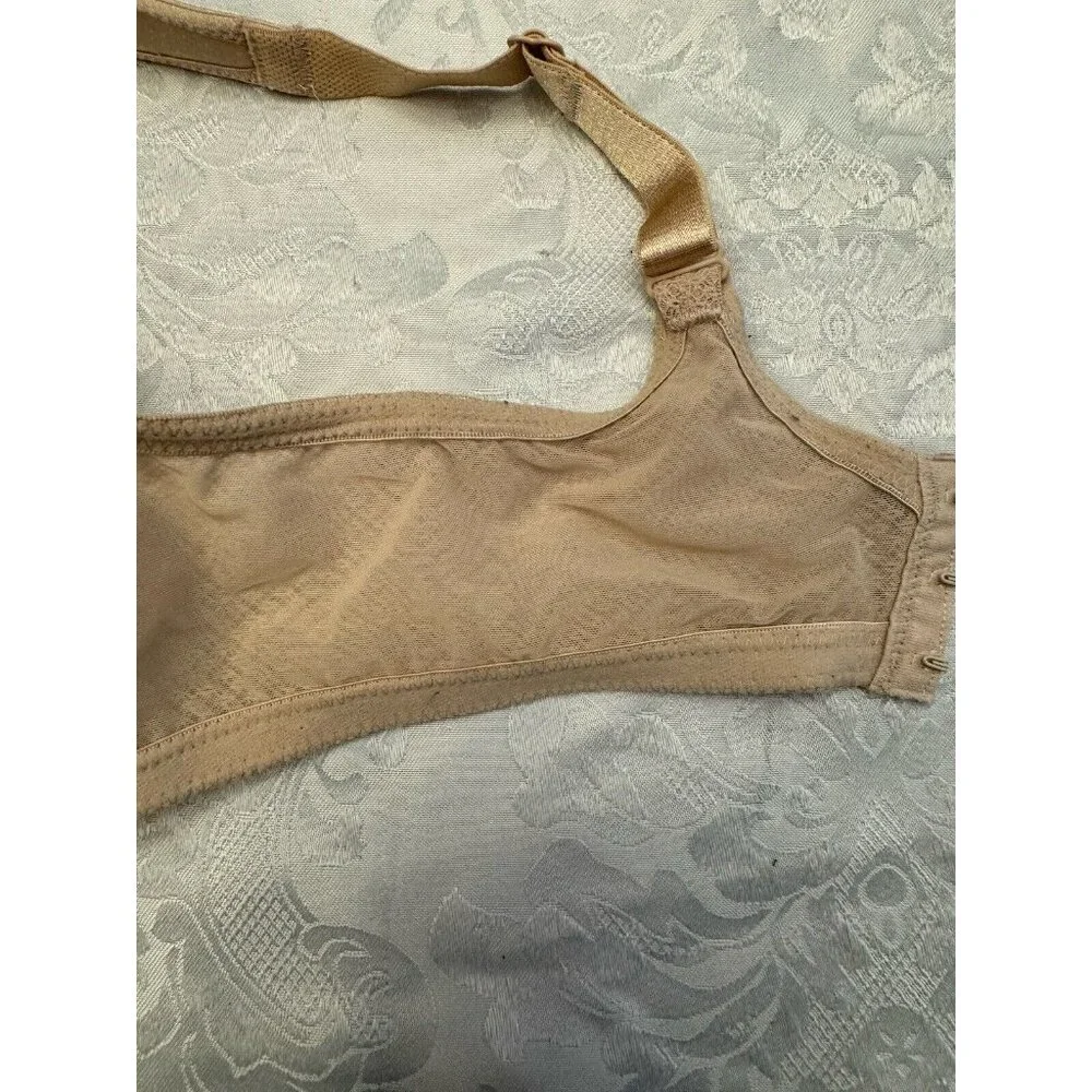 Wacoal‎ 36D Awareness Wire Free Beige Bra 856367 Cushioned Straps Pink Ribbon